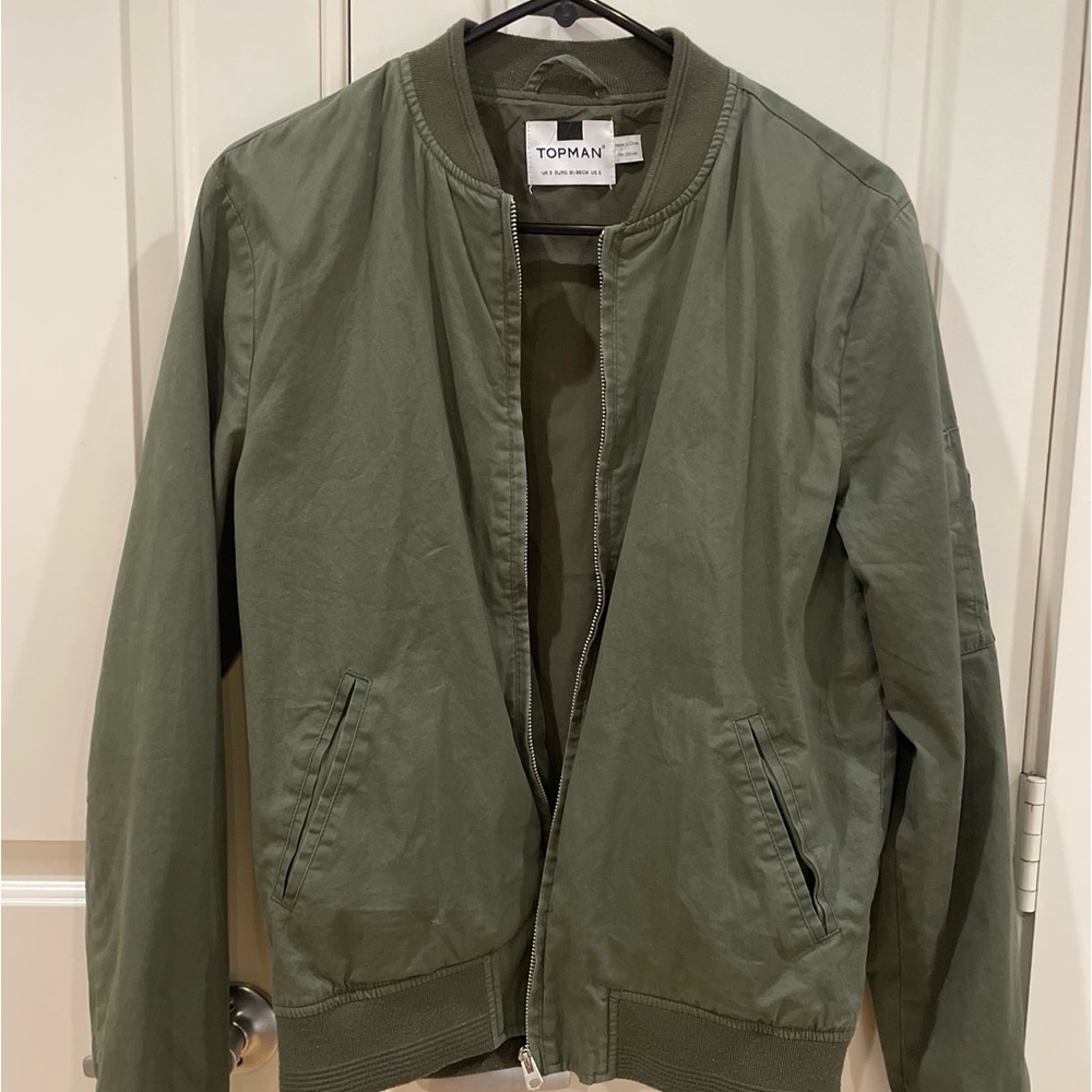Topman green zip bomber jacket size small